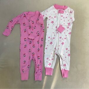 Moon and Back by Hanna Andersson Pink and White Baby Pajamas Set